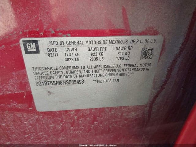 2017 CHEVROLET CRUZE LT AUTO 9