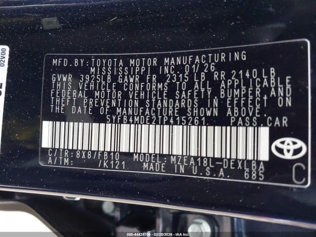 2026 TOYOTA COROLLA LE 9