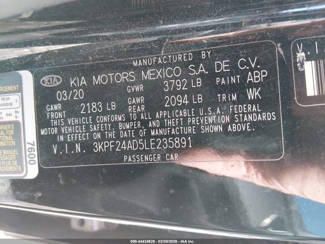 2020 KIA FORTE FE 9