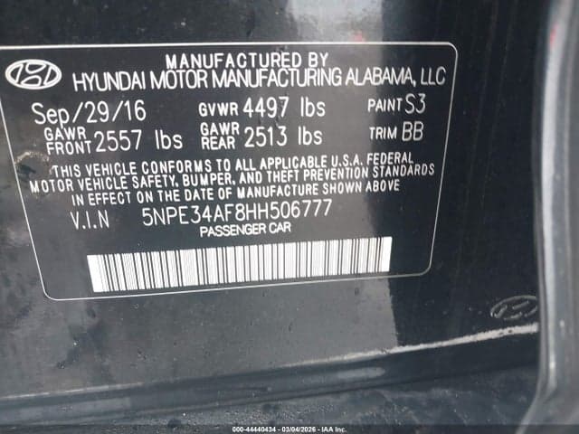 2017 HYUNDAI SONATA LIMITED 9