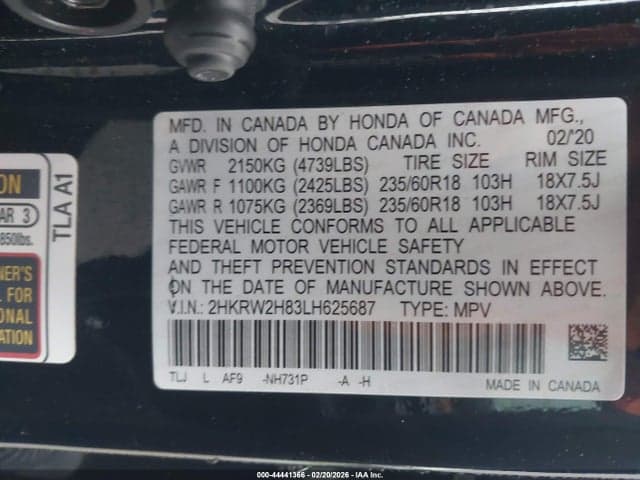 2020 HONDA CR-V AWD EX-L 9