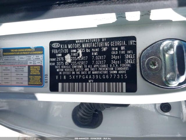 2020 KIA SORENTO 2.4L L 9