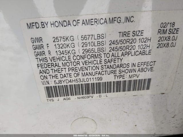 2018 ACURA MDX TECHNOLOGY PACKAGE ACURAWATCH PLUS PKG 9