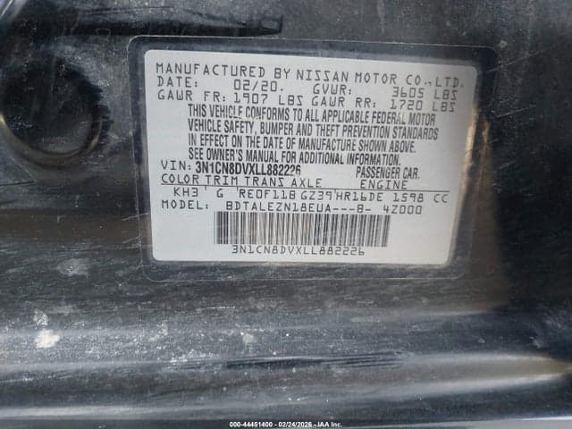 2020 NISSAN VERSA S XTRONIC CVT 9