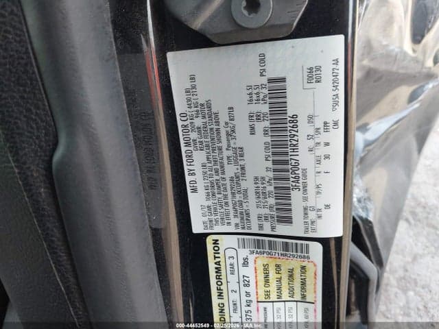 2017 FORD FUSION S 9