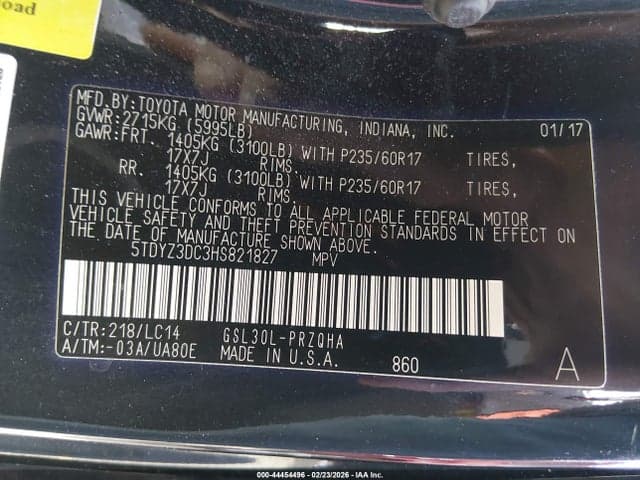 2017 TOYOTA SIENNA XLE 8 PASSENGER 9