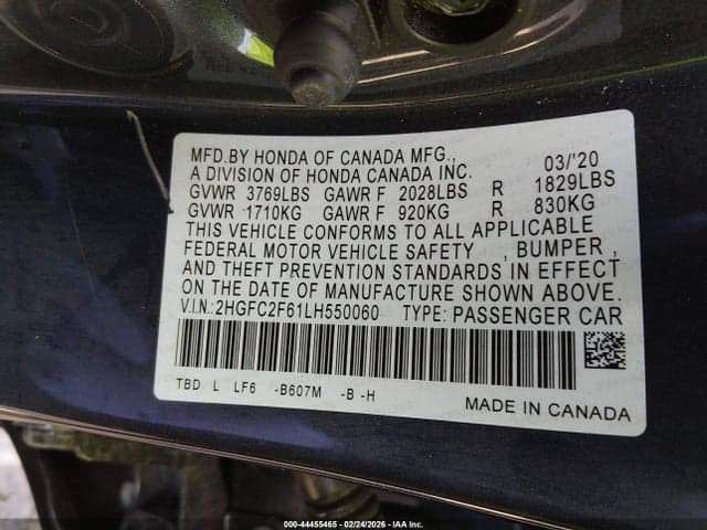 2020 HONDA CIVIC LX 9