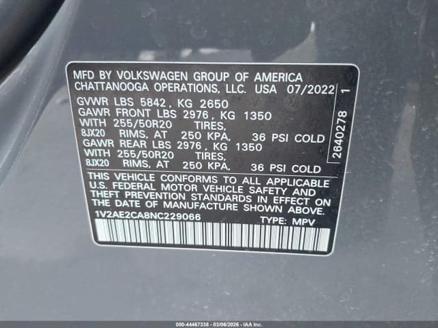 2022 VOLKSWAGEN ATLAS CROSS SPORT 3.6L V6 SEL R-LINE BLACK 9