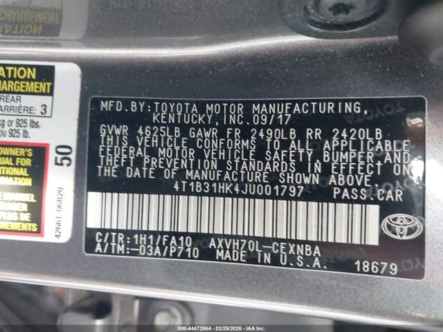 2018 TOYOTA CAMRY HYBRID LE 9