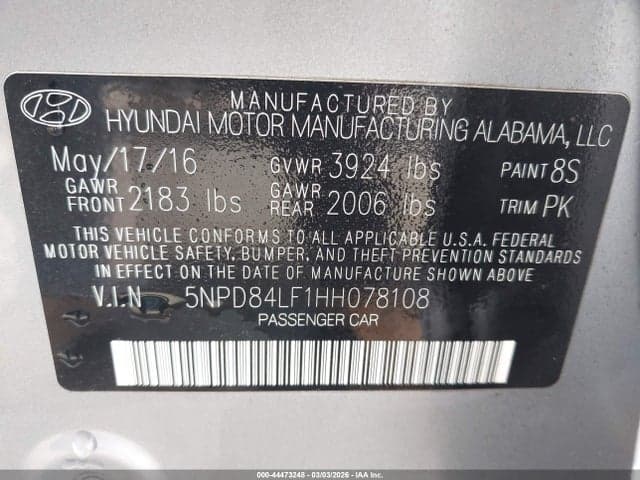 2017 HYUNDAI ELANTRA SE 9