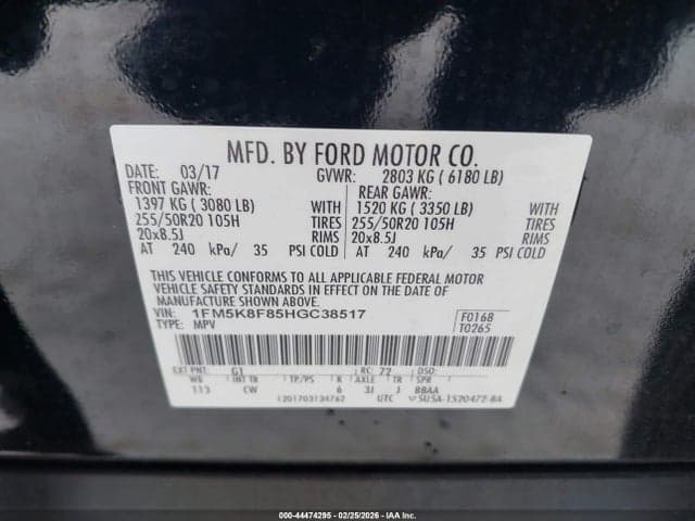 2017 FORD EXPLORER LIMITED 9