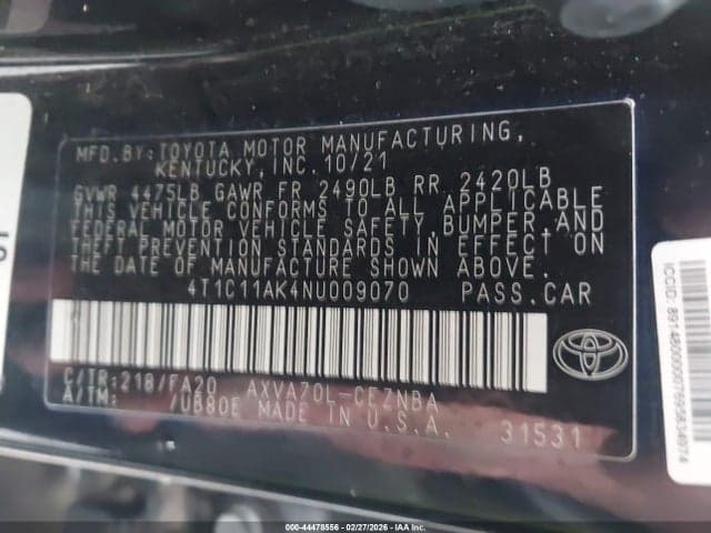 2022 TOYOTA CAMRY LE 9