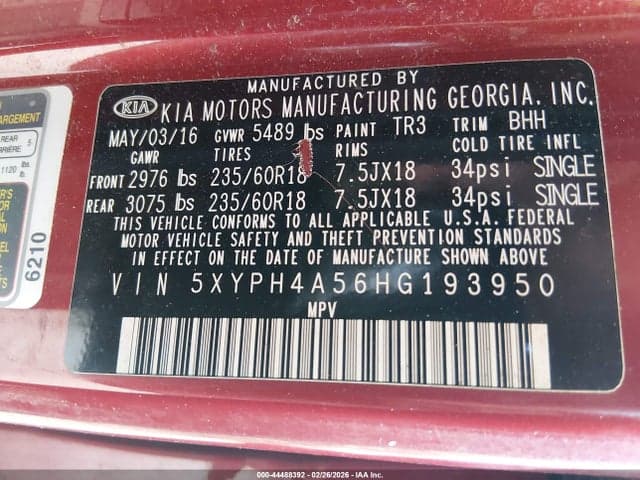 2017 KIA SORENTO 3.3L EX 9