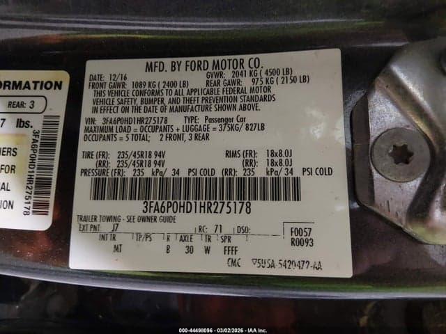2017 FORD FUSION SE 9