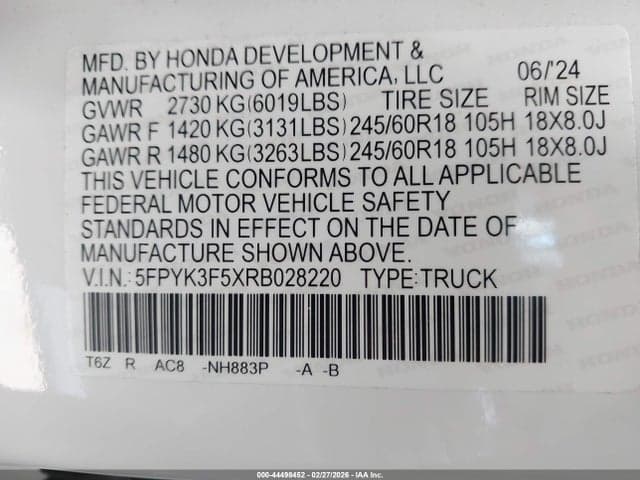 2024 HONDA RIDGELINE RTL 9