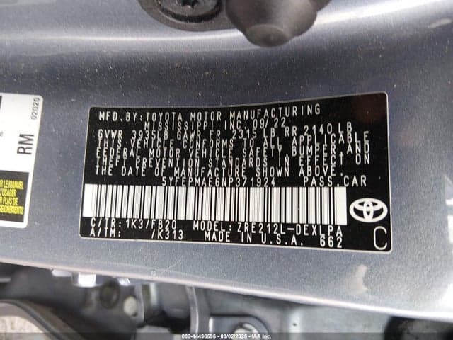 2022 TOYOTA COROLLA LE 9