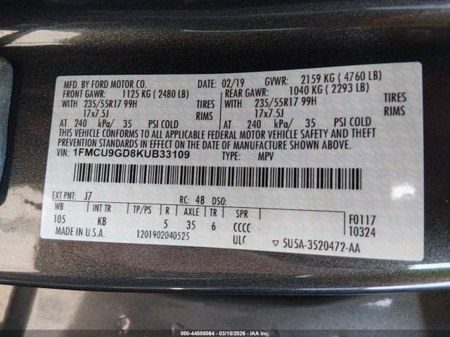 2019 FORD ESCAPE SE 9
