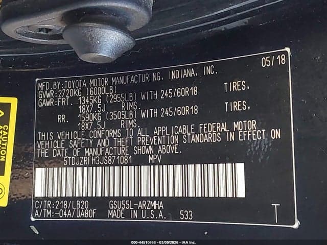 2018 TOYOTA HIGHLANDER XLE 9