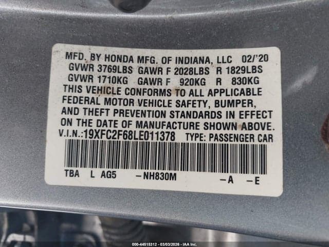 2020 HONDA CIVIC LX 9