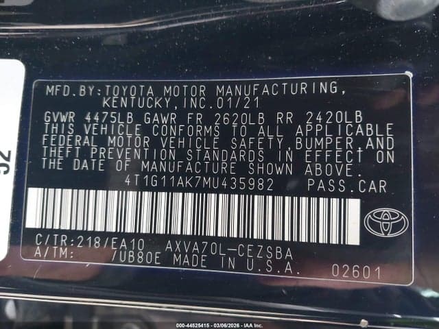 2021 TOYOTA CAMRY SE 9