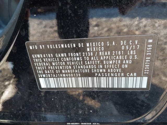 2017 VOLKSWAGEN JETTA 1.4T S 9