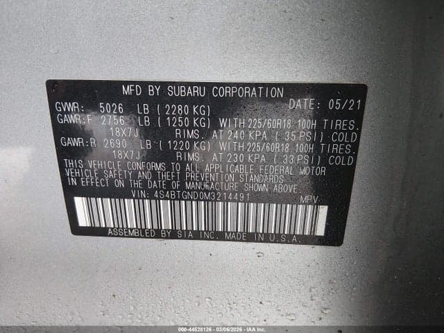 2021 SUBARU OUTBACK LIMITED XT 9