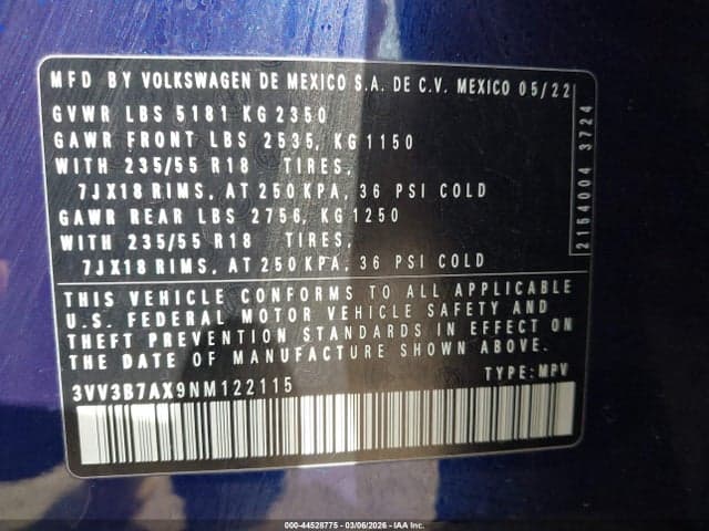 2022 VOLKSWAGEN TIGUAN 2.0T SE 9