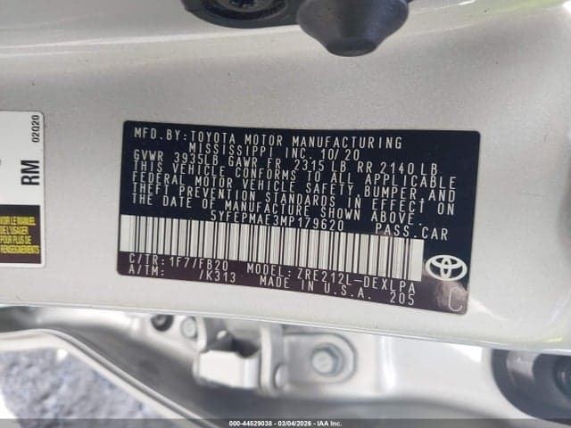 2021 TOYOTA COROLLA LE 9