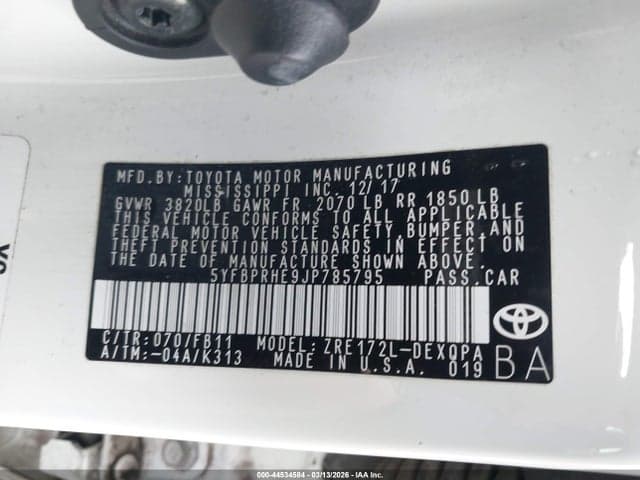2018 TOYOTA COROLLA LE ECO 9