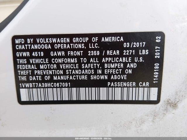 2017 VOLKSWAGEN PASSAT 1.8T SE 9