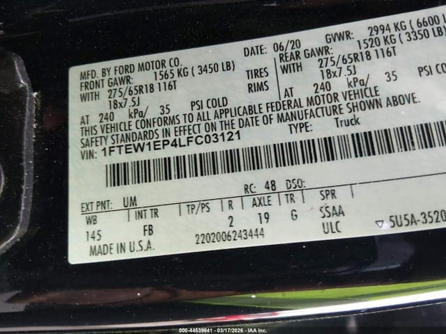 2020 FORD F150 SUPERCREW 9