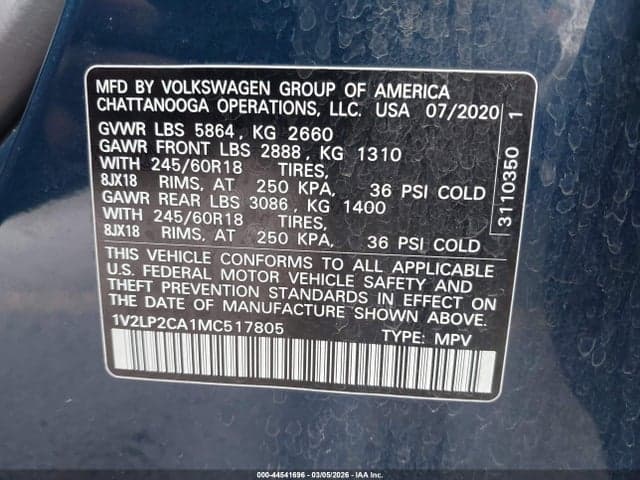 2021 VOLKSWAGEN ATLAS 2.0T SE 9