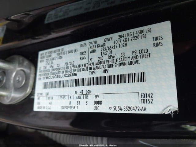 2020 FORD ESCAPE SE 9