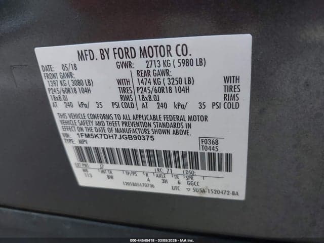 2018 FORD EXPLORER XLT 9