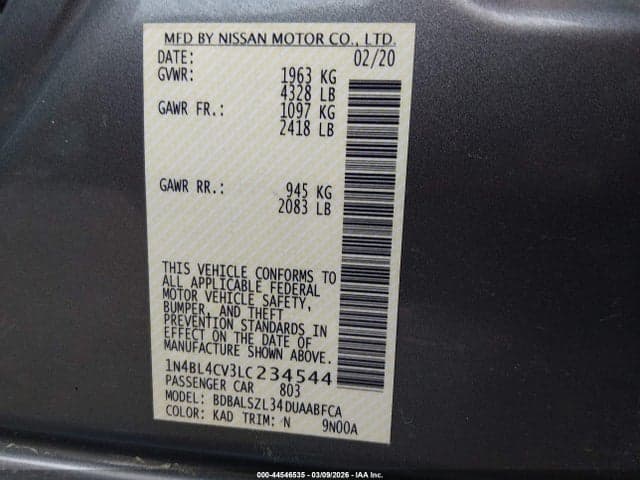 2020 NISSAN ALTIMA SR FWD 9