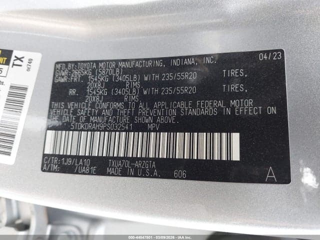 2023 TOYOTA HIGHLANDER PLATINUM 9