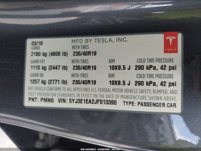2018 TESLA MODEL 3 LONG RANGE/MID RANGE 9
