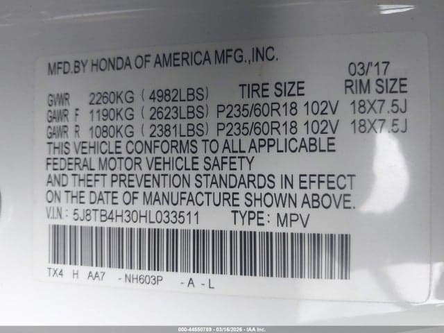 2017 ACURA RDX ACURAWATCH PLUS PACKAGE 9
