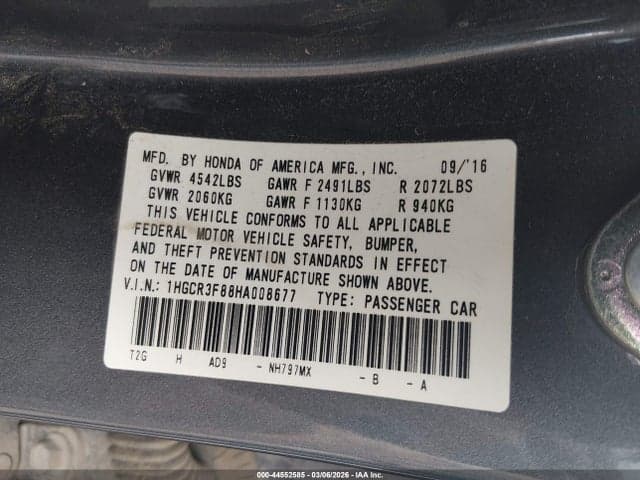 2017 HONDA ACCORD EX-L V6 9