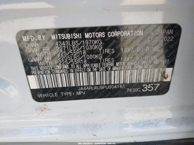 2023 MITSUBISHI OUTLANDER SPORT 2.0 ES AWC/2.0 LE AWC/2.0 RALLIART AWC/2.0 S AWC/2.0 SE AWC 9