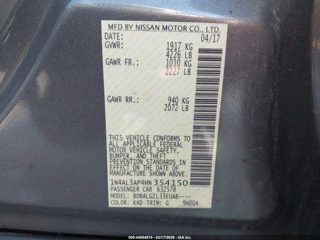 2017 NISSAN ALTIMA 2.5 S 9
