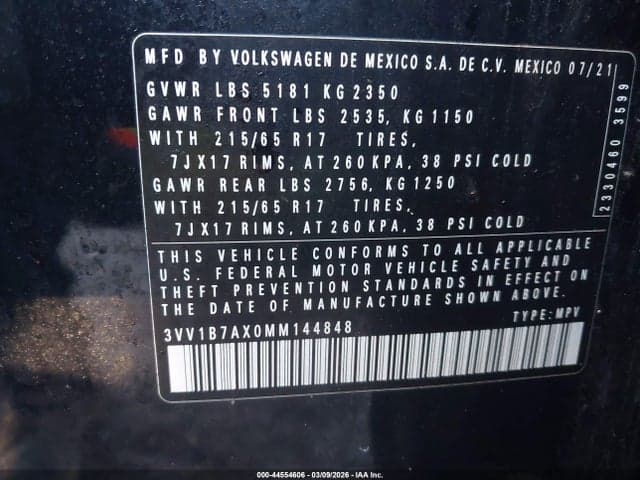 2021 VOLKSWAGEN TIGUAN 2.0T S 9