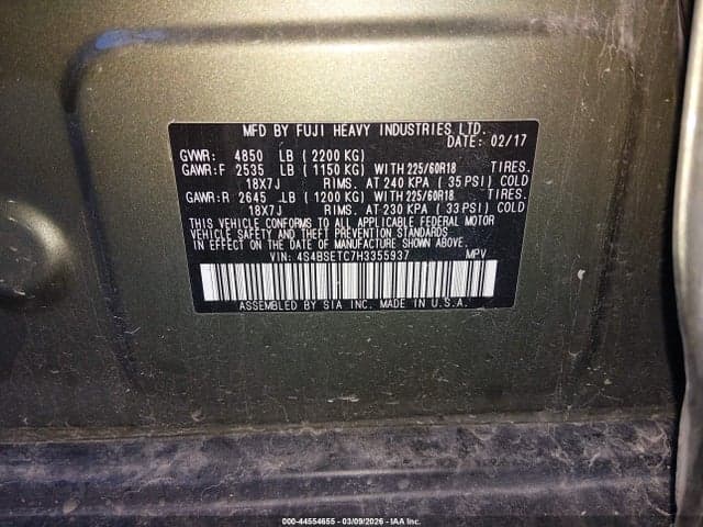 2017 SUBARU OUTBACK 3.6R TOURING 9