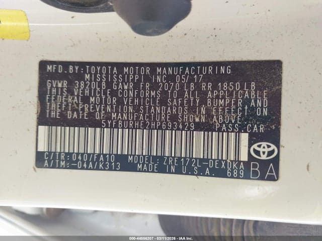 2017 TOYOTA COROLLA L 9