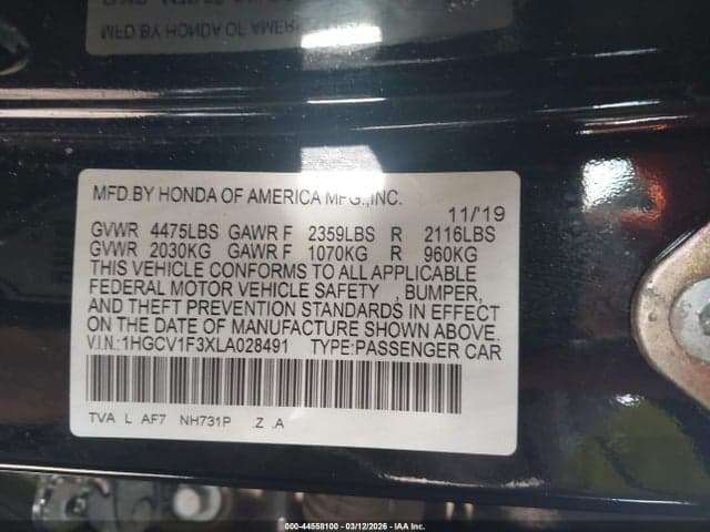 2020 HONDA ACCORD SPORT 9