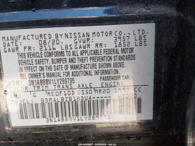 2020 NISSAN SENTRA S XTRONIC CVT 9