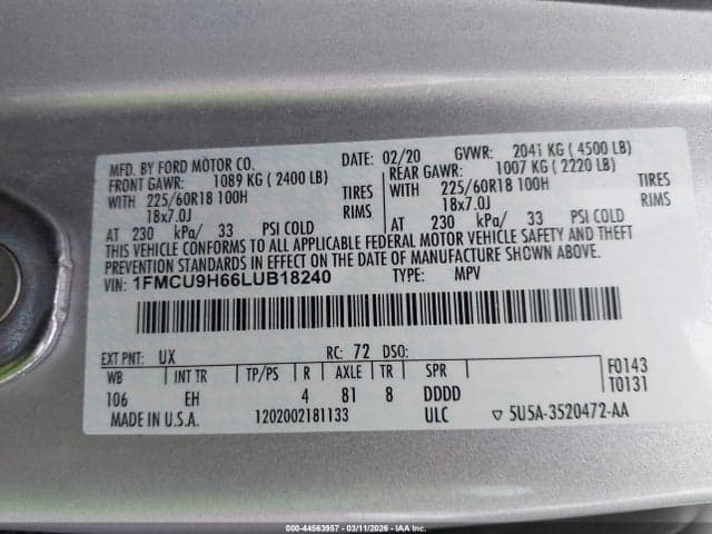 2020 FORD ESCAPE SEL 9