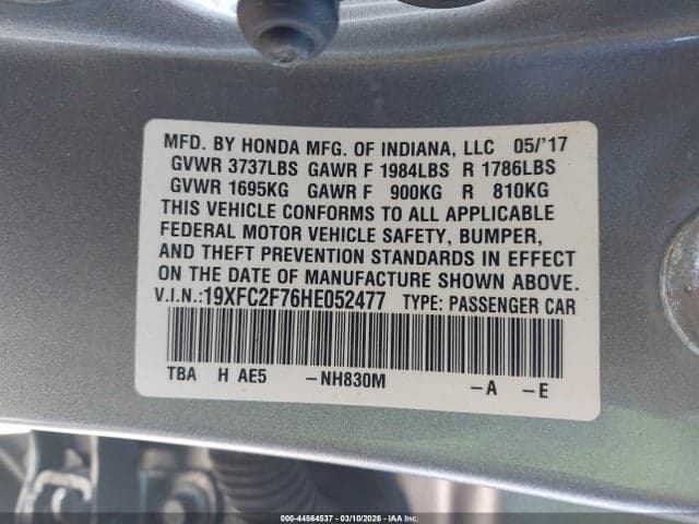2017 HONDA CIVIC EX 9