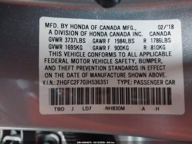 2018 HONDA CIVIC EX 9