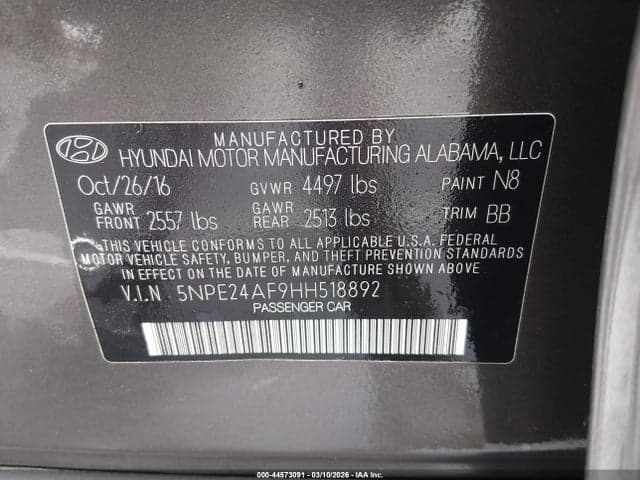 2017 HYUNDAI SONATA 9